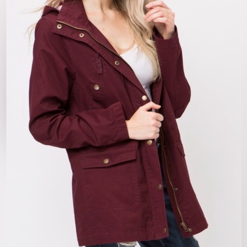 Love Tree Burgundy Utility Jacket